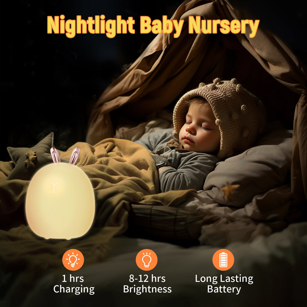 Baby Night Light-Deer & Rabbit Silicone Glow Light for Newborns